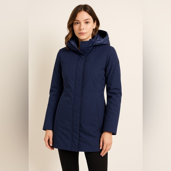 Guess Jackets & Blazers - Guess Softshell Hooded Jacket Medium Blackened Blue